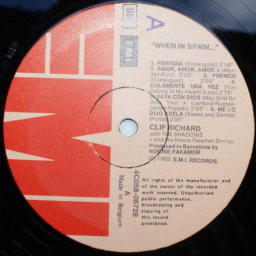 Cliff Richard With The Shadows* & The Norrie Paramor Strings : When In Spain (LP, RE)