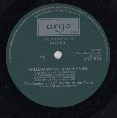 William Boyce - Sir Neville Marriner, The Academy Of St. Martin-in-the-Fields : Symphonies I-VIII (LP)