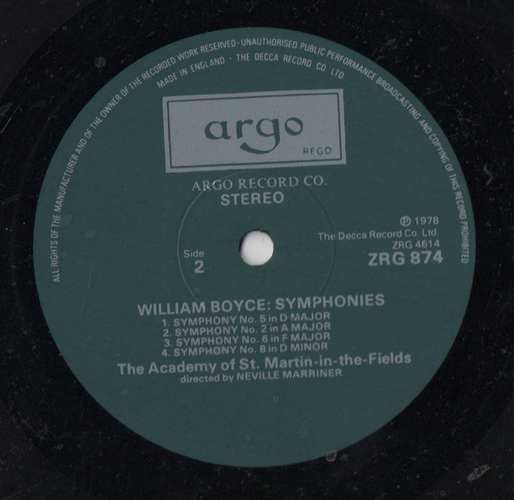 William Boyce - Sir Neville Marriner, The Academy Of St. Martin-in-the-Fields : Symphonies I-VIII (LP)