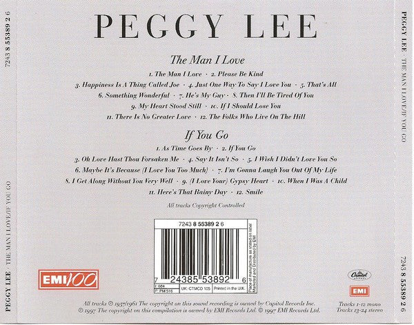 Peggy Lee : The Man I Love / If You Go (CD, Comp, Mono, RE, RM)