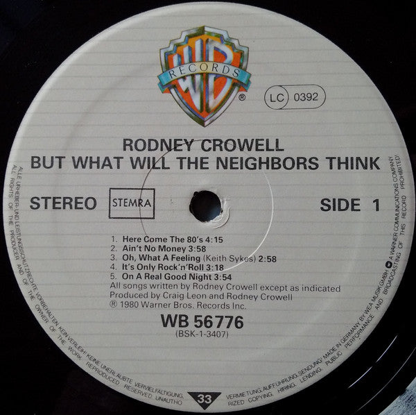 Rodney Crowell : But What Will The Neighbors Think (LP, Album)