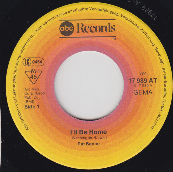 Pat Boone : I'll Be Home / Tutti Frutti (7", Single, Mono)