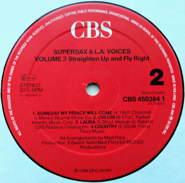 Supersax & L. A. Voices : Supersax & L.A. Voices Volume 3 - Straighten Up And Fly Right (LP, Album)