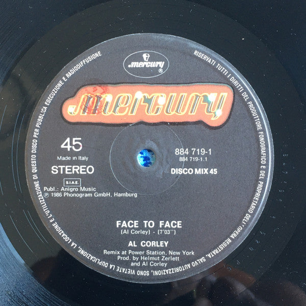 Al Corley : Face To Face (12", Maxi)