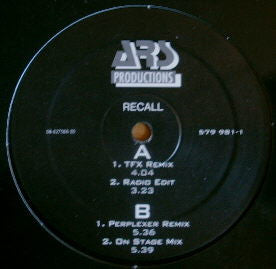 Technotronic Featuring Ya Kid K : Recall (12")