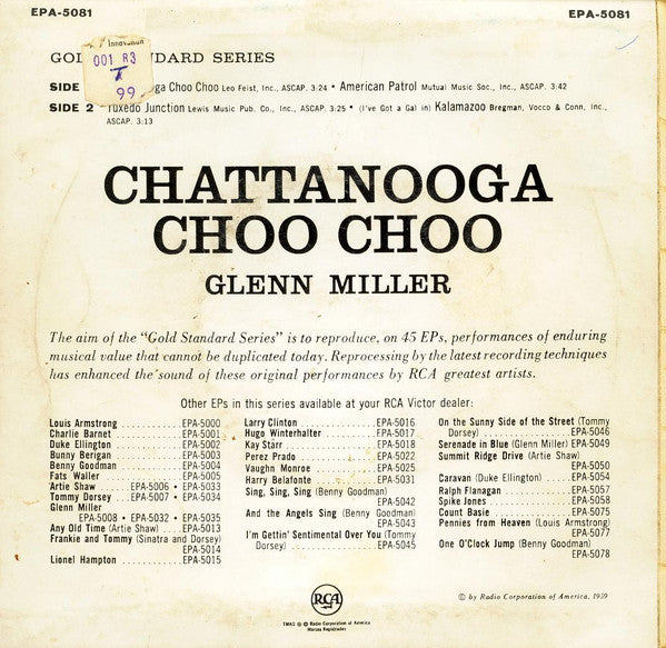 Glenn Miller : Chattanooga Choo Choo (7", EP, RE)