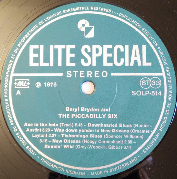 Beryl Bryden And Piccadilly Six : Down Yonder In New Orleans (LP)