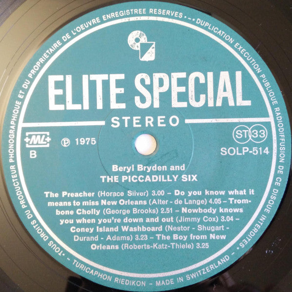 Beryl Bryden And Piccadilly Six : Down Yonder In New Orleans (LP)