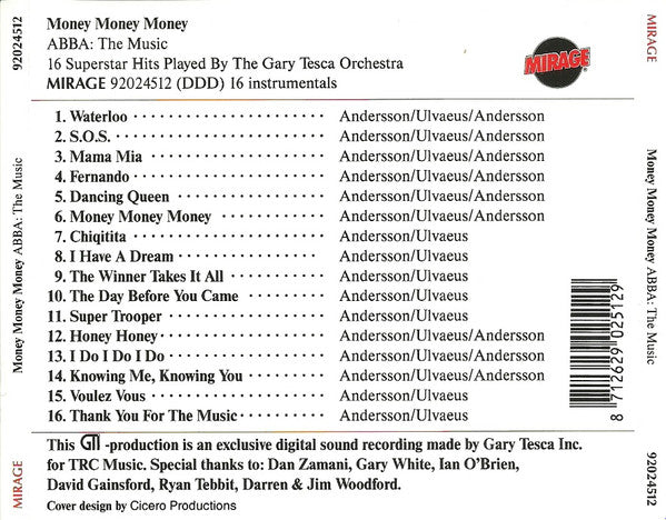 The Gary Tesca Orchestra : ABBA: The Music (CD)