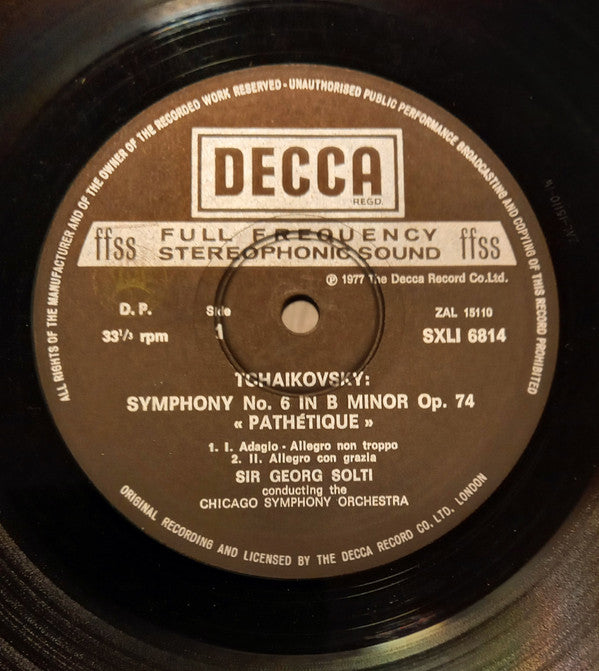 Pyotr Ilyich Tchaikovsky, Chicago Symphony Orchestra, Georg Solti : Symphony No. 6 "Pathetique"  (LP)