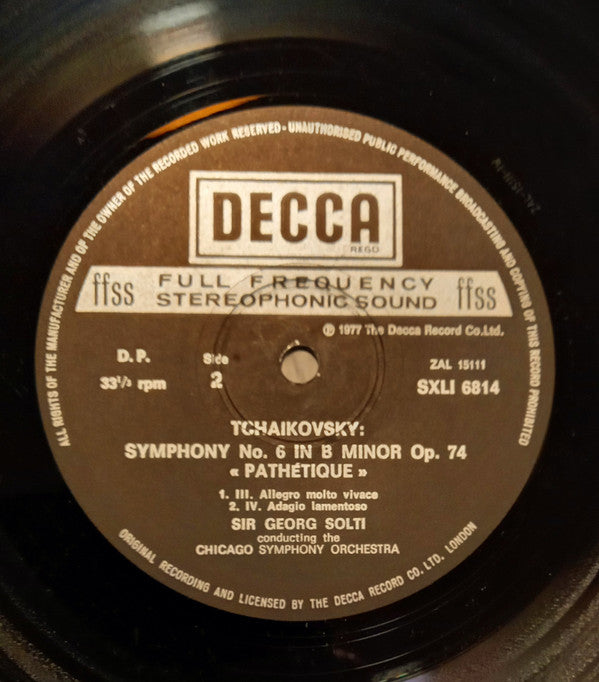 Pyotr Ilyich Tchaikovsky, Chicago Symphony Orchestra, Georg Solti : Symphony No. 6 "Pathetique"  (LP)