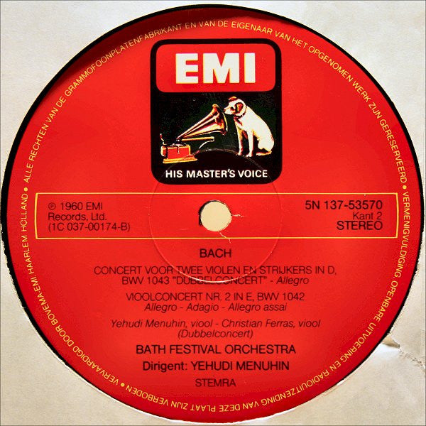 Yehudi Menuhin - Johann Sebastian Bach : Vioolconcerten • Dubbelconcert • Tripelconcert • Concert Voor Viool, Hobo En Strijkers • Clavecimbelconcert (2xLP, Comp, Gat)