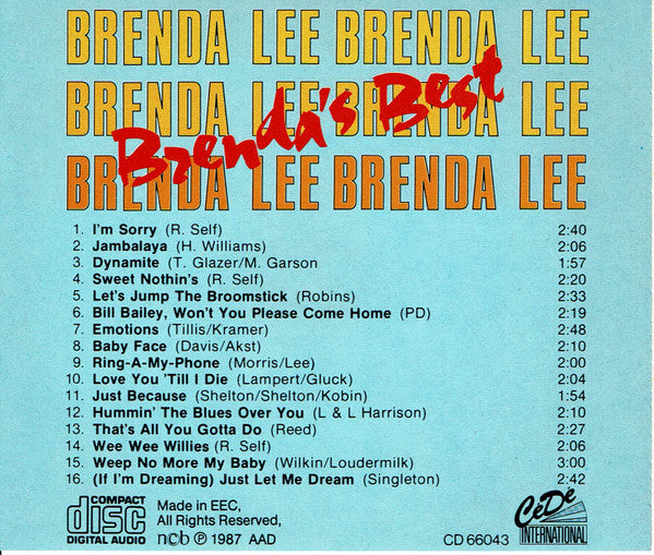 Brenda Lee : Brenda's Best (CD, Comp)