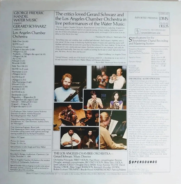 Georg Friedrich Händel, The Los Angeles Chamber Orchestra, Gerard Schwarz : The Water Music (Complete) (LP, Gat)