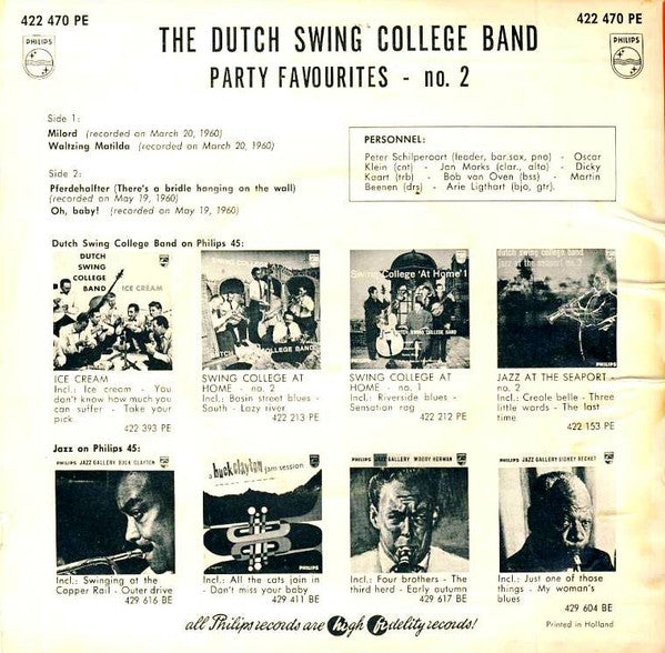 The Dutch Swing College Band : Party Favourites - 2 (7", EP, 3-P)