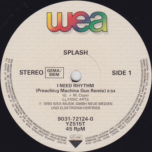 Splash (3) : I Need Rhythm (Preaching Machine Gun Remix) (12")
