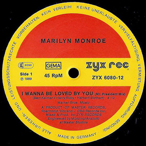 Marilyn Monroe : I Wanna Be Loved By You (12")