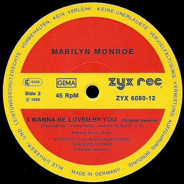 Marilyn Monroe : I Wanna Be Loved By You (12")