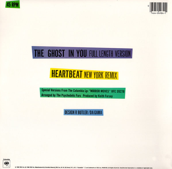 The Psychedelic Furs : The Ghost In You (12")