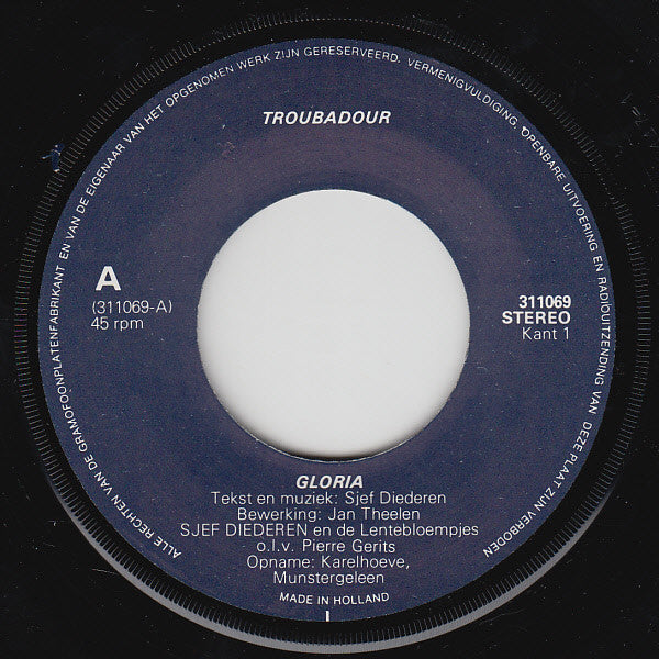 Sjef Diederen En De Lentebloempjes : Gloria / Kaersjmos In Limburg (7")