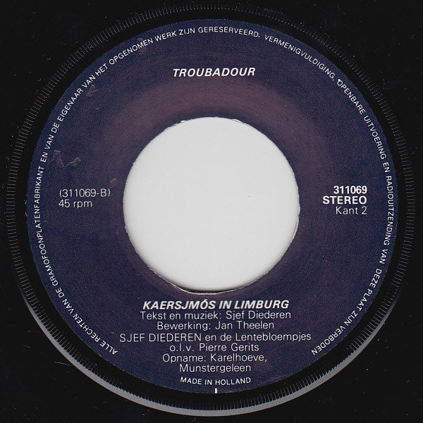 Sjef Diederen En De Lentebloempjes : Gloria / Kaersjmos In Limburg (7")