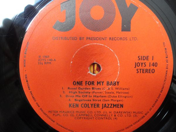 Ken Colyer's Jazzmen : One For My Baby (LP, Album)