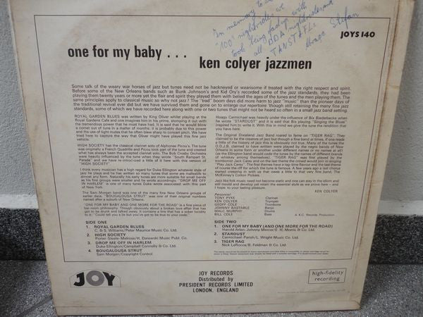 Ken Colyer's Jazzmen : One For My Baby (LP, Album)