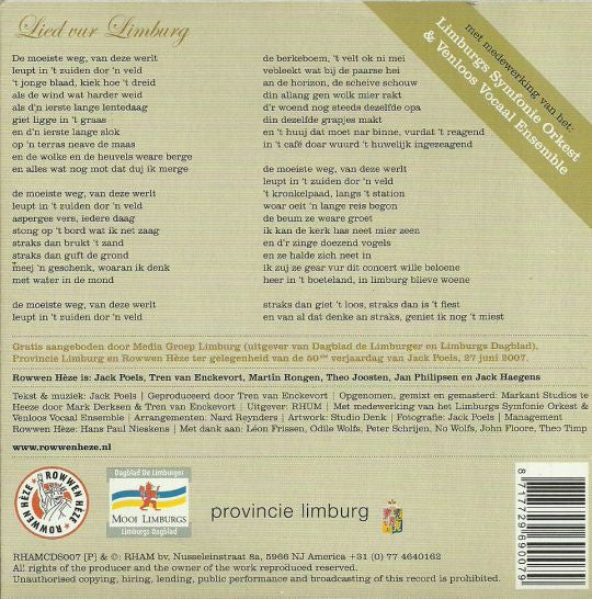 Rowwen Hèze Met Medewerking Van Het: Limburgs Symfonie Orkest & Venloos Vocaal Ensemble : Lied Vur Limburg (CD, Single)
