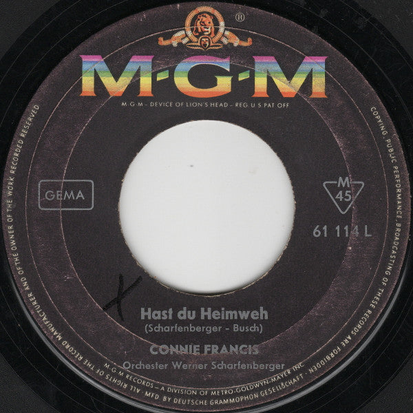 Connie Francis : Weekend-Boy / Hast Du Heimweh (7", Single, Mono)