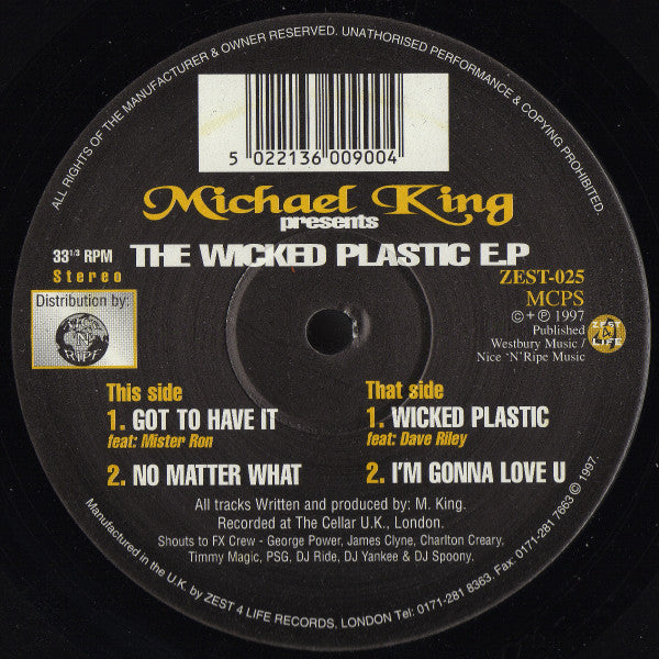 Michael King : The Wicked Plastic E.P (12", EP)