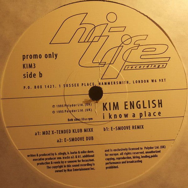 Kim English : I Know A Place (12", Single, Promo)
