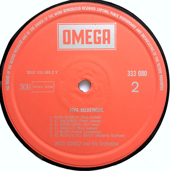 Nico Gomez And His Orchestra : Viva Merengue (LP, Album, RP)