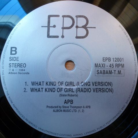 Apb (2) : What Kind Of Girl (12")