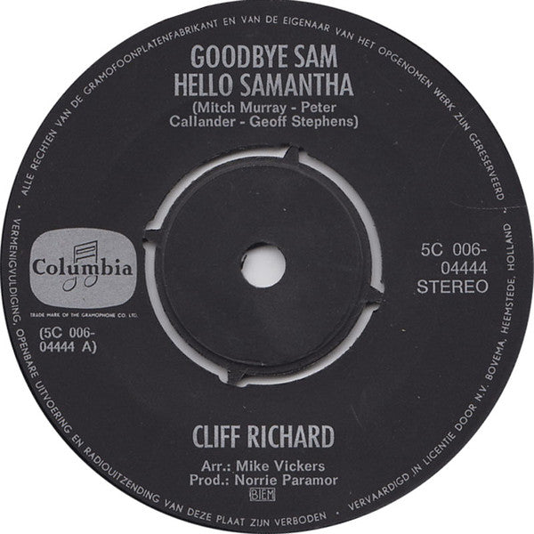 Cliff Richard : Goodbye Sam, Hello Samantha (7", Single)