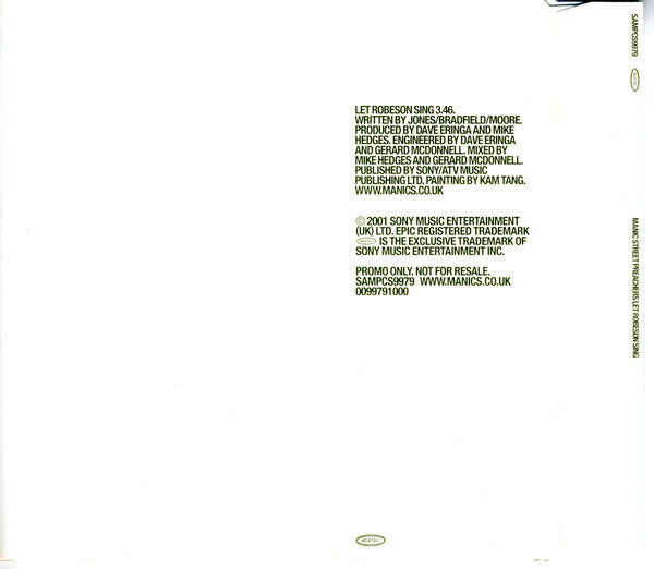 Manic Street Preachers : Let Robeson Sing (CD, Single, Promo)