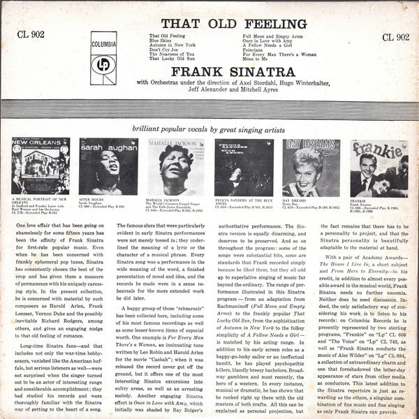 Frank Sinatra : That Old Feeling (LP, Comp, Mono)