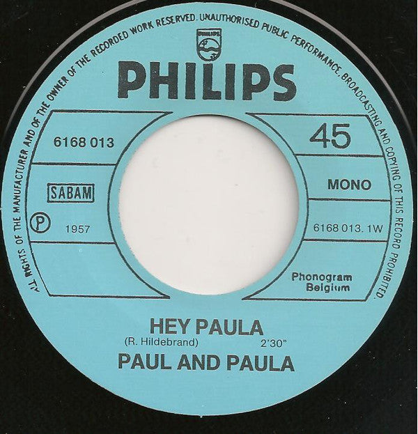 Paul & Paula : Hey Paula / Young Lovers (7", Single, Mono, RE)