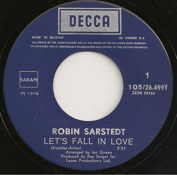 Robin Sarstedt : Let's Fall In Love (7")