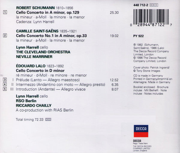 Robert Schumann, Camille Saint-Saëns, Édouard Lalo, Lynn Harrell : Cello Concertos (CD, Comp)