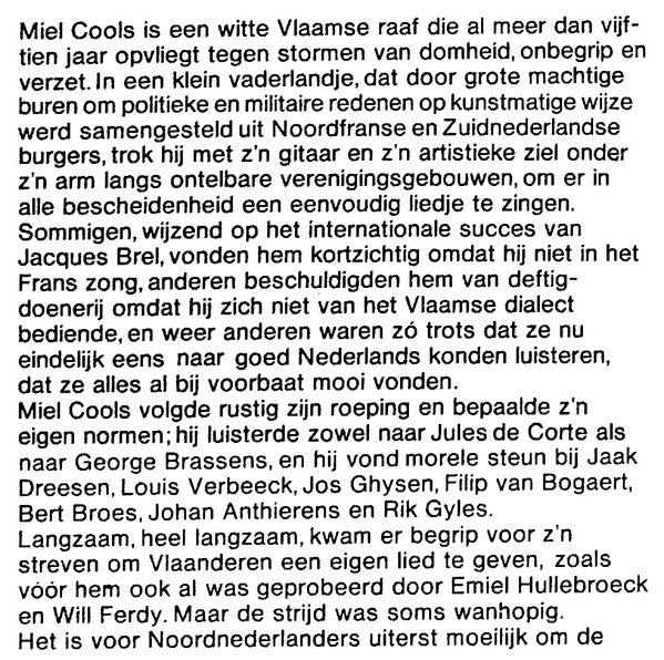 Miel Cools : Liedjes Voor Twintig Eeuwen (LP, Album)