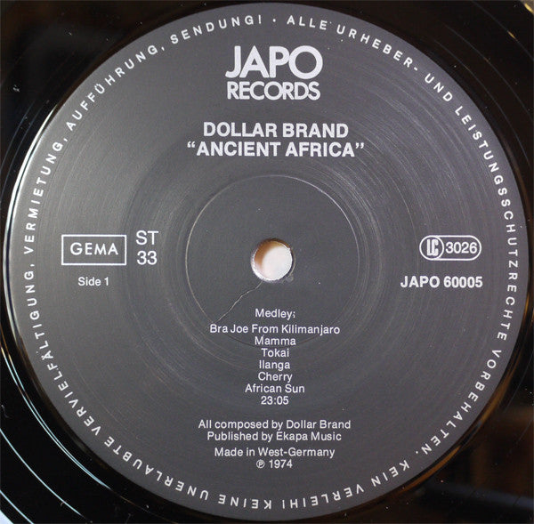 Dollar Brand : Ancient Africa (LP, Album, RE)