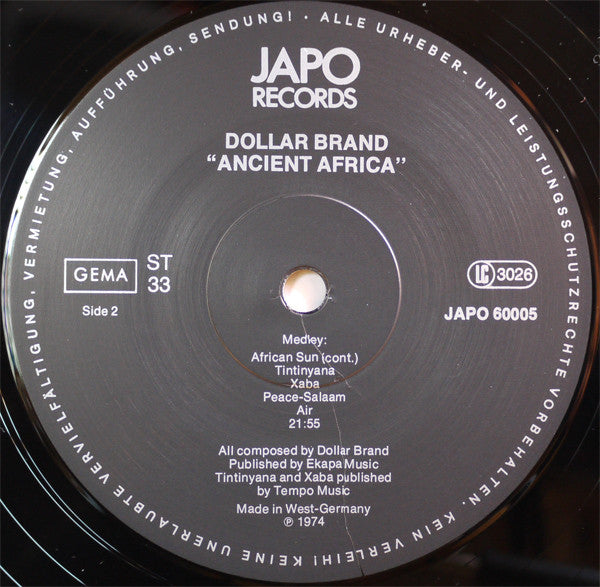Dollar Brand : Ancient Africa (LP, Album, RE)