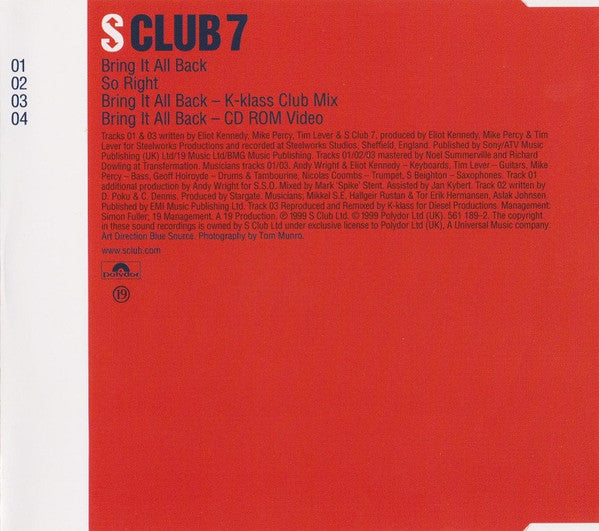 S Club 7 : Bring It All Back (CD, Single, Enh)
