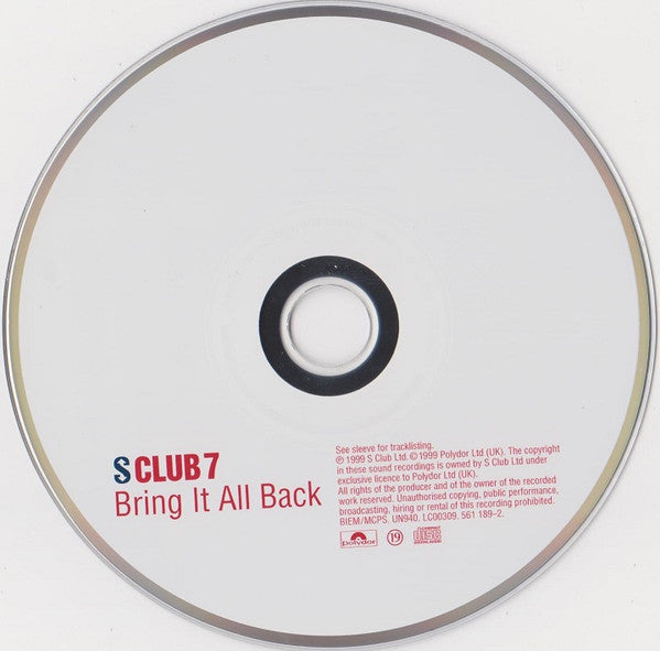 S Club 7 : Bring It All Back (CD, Single, Enh)