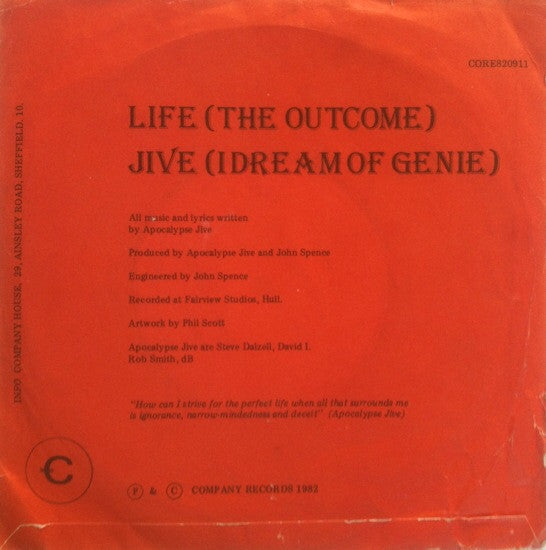 Apocalypse Jive : The Outcome / I Dream Of Genie (7", Single)