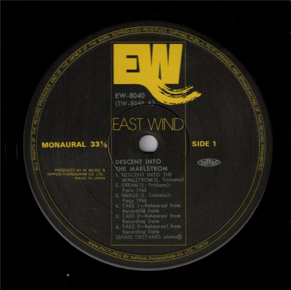 Lennie Tristano : Descent Into The Maelstrom (LP, Album, Mono)