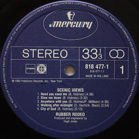 Rubber Rodeo : Scenic Views (LP, Album)