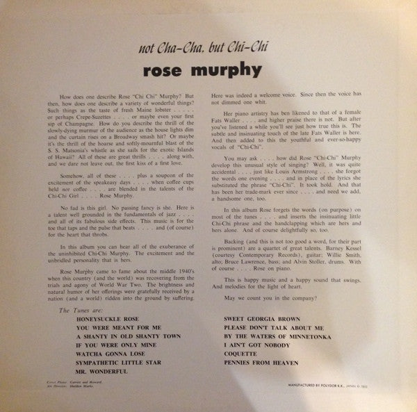 Rose Murphy : Not Cha-Cha, But Chi-Chi (LP, Album, Mono, RE)