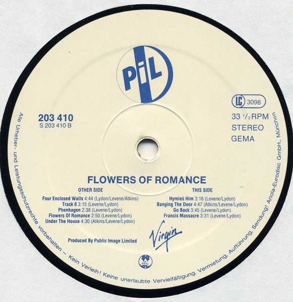 Public Image Ltd.* : The Flowers Of Romance (LP, Album)