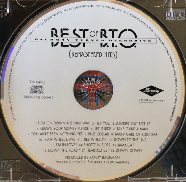 Bachman-Turner Overdrive : Best Of B.T.O. (Remastered Hits) (CD, Comp, RE, RM)